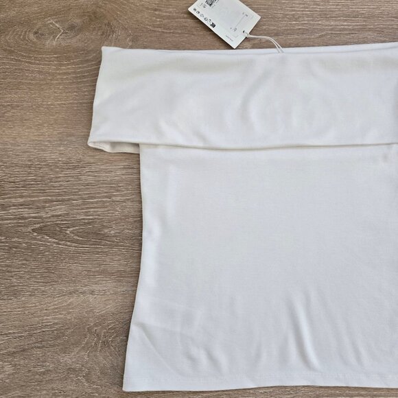 COS Women's Off-The-Shoulder Jersey Top White Medium New With Tags MSRP $69 - Picture 7 of 16